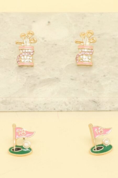 2 Pair Gameday Golf Theme Earring Set