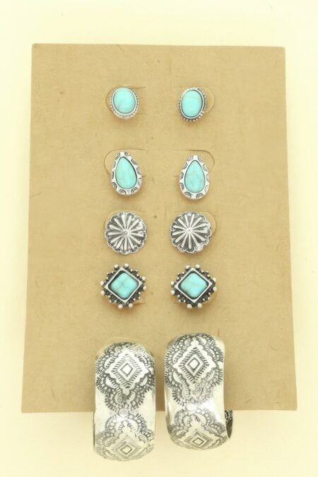 Western Theme Assorted 5 Pair Earring Set