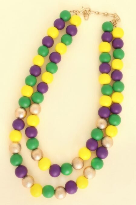 Mardi Gras Multi Strand Beaded Necklace