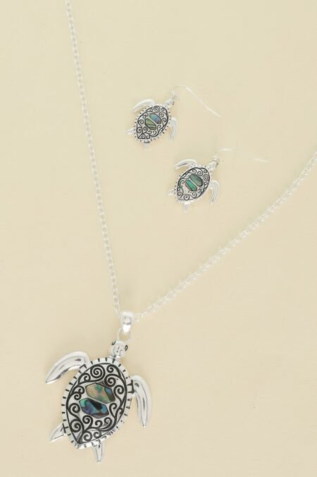 Sea Life Abalone Marine Turtle Necklace Set