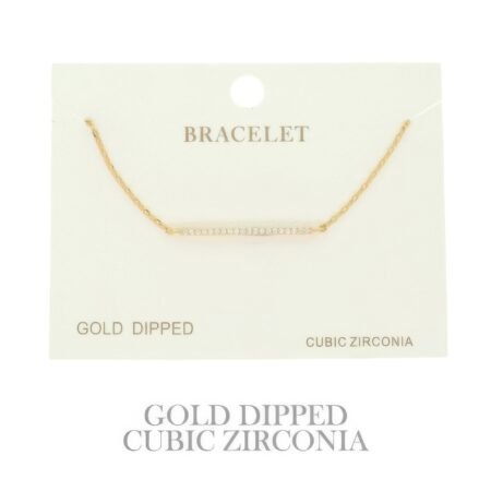 Gold Plated Cz Bar Chain Bracelet