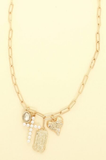 Faith Theme Jeweled Charm Necklace