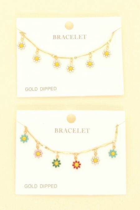 Gold Plated Floral Charm Bracelet