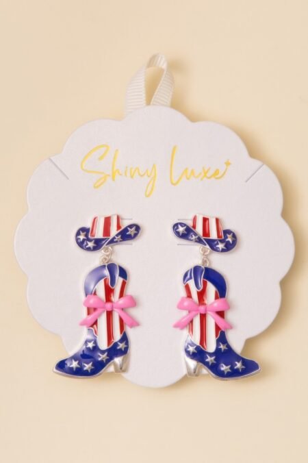Patriotic Cowgirl Boot Post Earrings