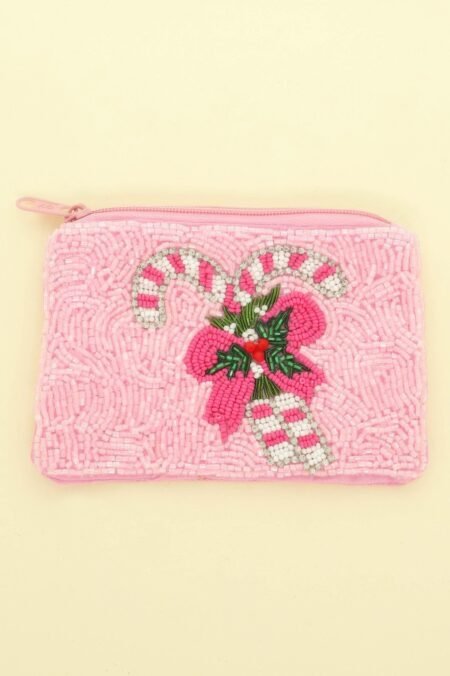 Holiday Theme Seed Beaded Coin Bag