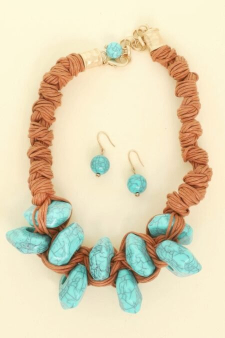 Turquoise Stone Dis Necklace Set