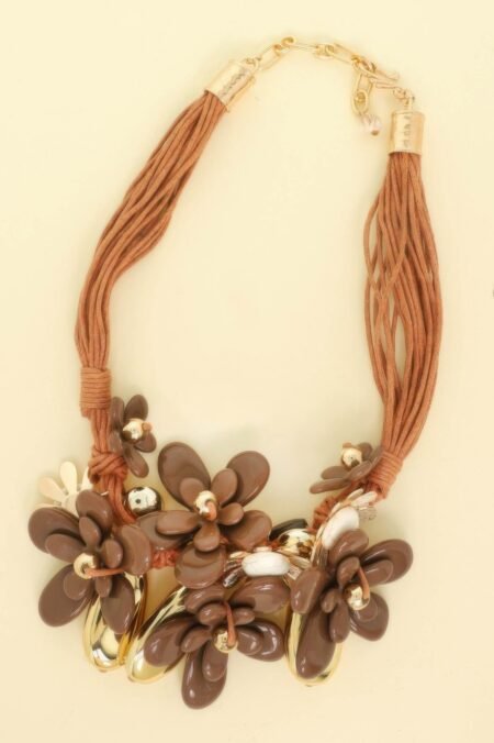 Stone Theme Necklace With Floarl Charms