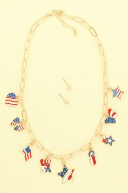 Americana Theme Charm Necklace Set