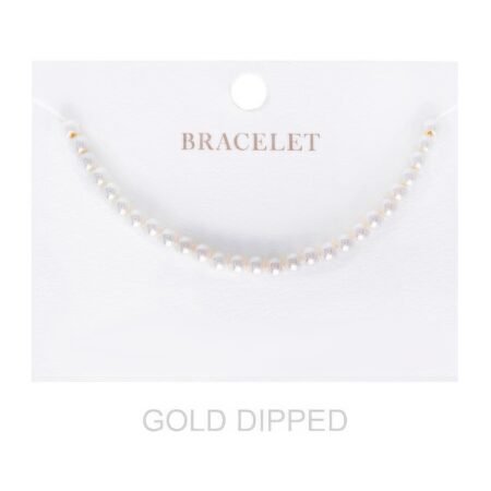 4mm Women's Gold Dipped Pearl Strand Bracelet