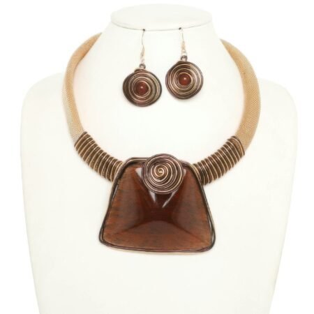 Spiral Stone Necklace Set