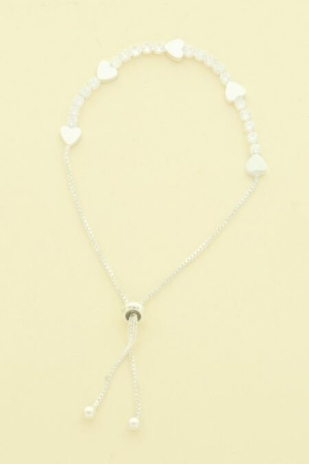 Cz Alternating Heart Bolo Bracelet