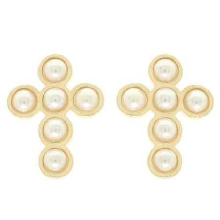 Bezel Jeweled Cross Earrings