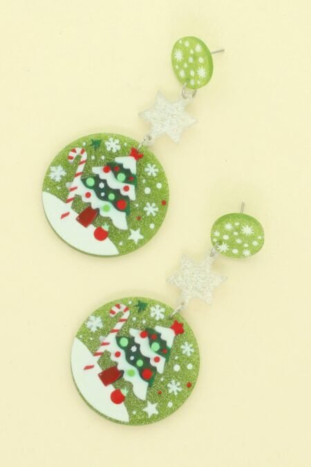 Christmas Tree Ornament Post Dangle Earrings