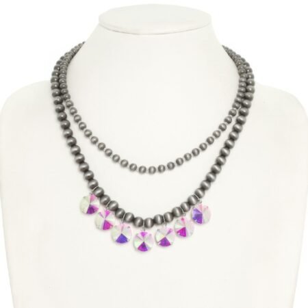 Western Dual Strand Crystal Teardrop Necklace