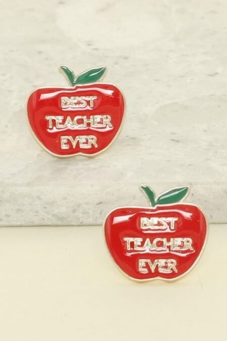 Best Teacher Ever Apple Stud Earrings