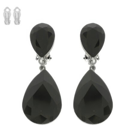 Teardrop-cut Crystal Clip On Earrings