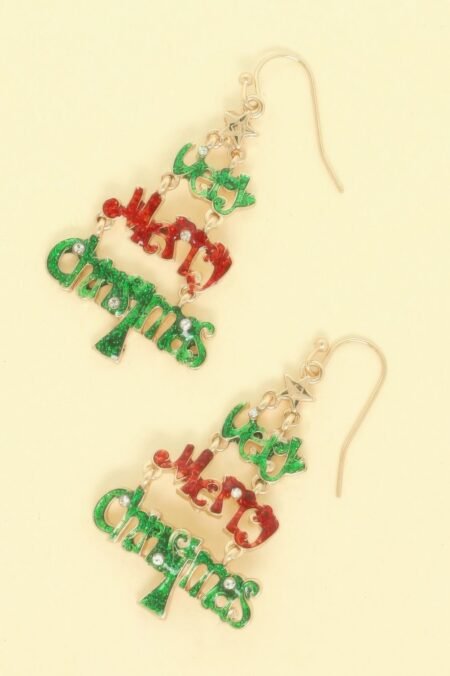 Christmas Tree Theme Wording Earrings