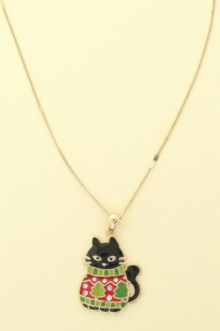 Christmas Cat In Ugly Sweater Pendant Necklace