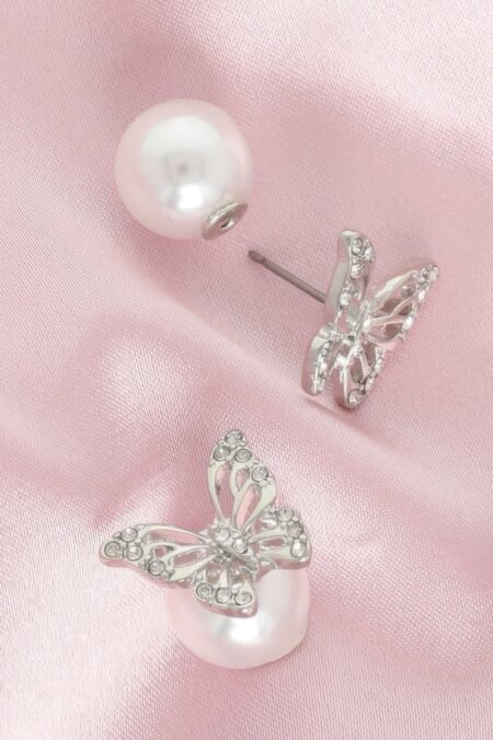 Butterfly Post Earrings Pearl Styled Clutches