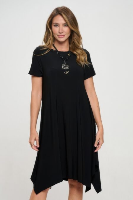 Hit Boat Neck Shark Bite Hem Dress