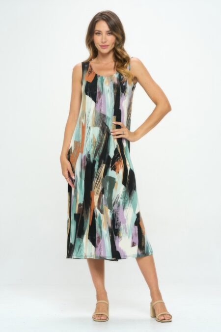 Bns Brush Stroke Print Tank Long Dress