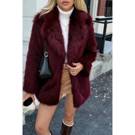 Faux Fur Fuzzy Fleece Lapel Open Front Coat